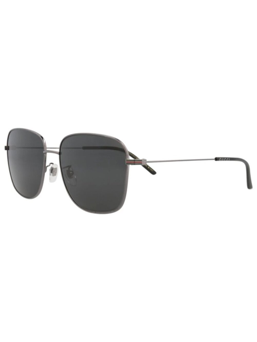 New Gucci Women's Sunglasses Square Rectangle Metal Frame Mens Ruthenium Grey